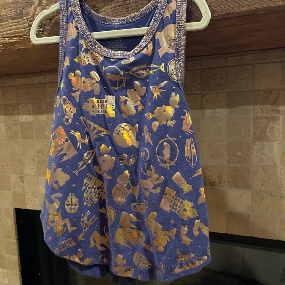 Disney Blue and Gold Graphic Tank Top